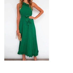 Brand new Maureendress  One Shoulder Sleeveless Tie Waist Ruffle Dre